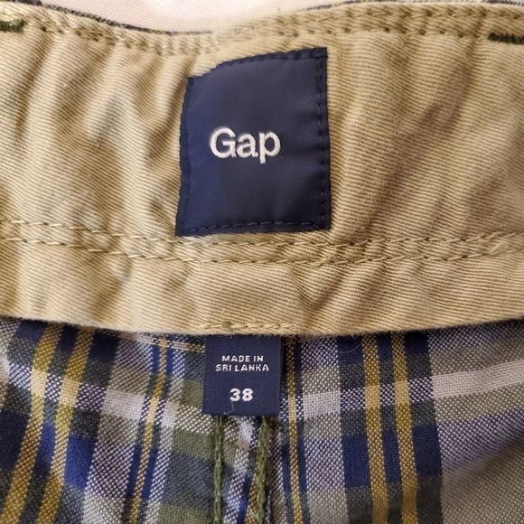 Gap Plaid Shorts Mens Size 38 Flat Front Casual Blue Green - Picture 3 of 4